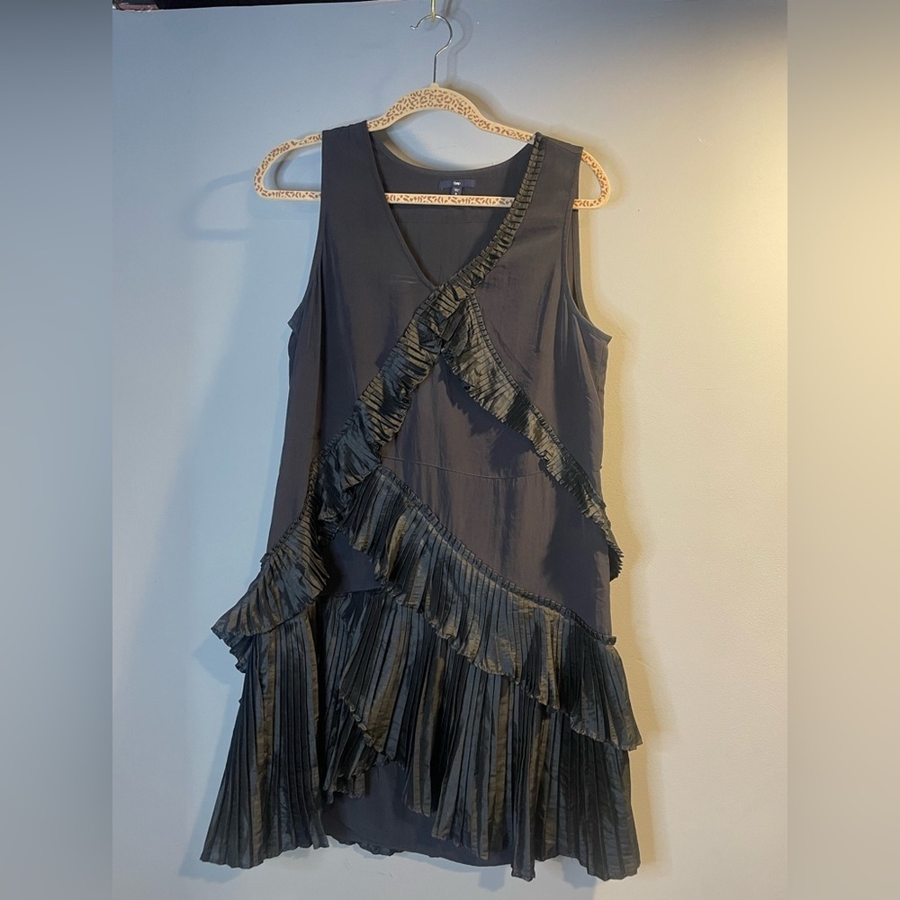 Black pleated ruffle dress
